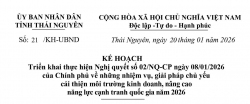 Thái Nguyên triển khai thực hiện Nghị quyết số 02/NQ-CP của Chính phủ về cải thiện môi trường kinh doanh, nâng cao năng lực cạnh tranh quốc gia năm 2026