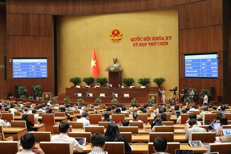 Biểu quyết thông qua Nghị quyết của Quốc hội về việc sắp xếp đơn vị hành chính cấp tỉnh năm 2025