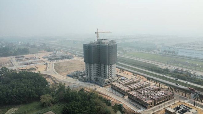 Dự án nhà ở xã hội đang thi công tại TP Phổ Yên. Ảnh: Lam Thanh